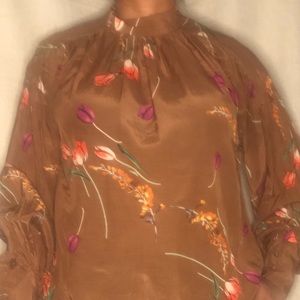 H&M brown printed blouse Size Small